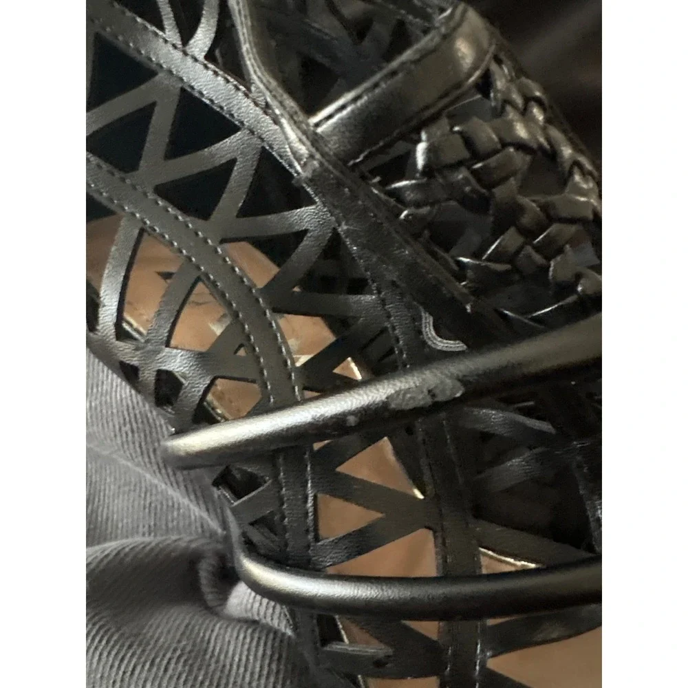 Zara Black Cage Cutout Woven Geometric Stiletto Heel Sandals 38 7.5 NEW - Picture 14 of 14